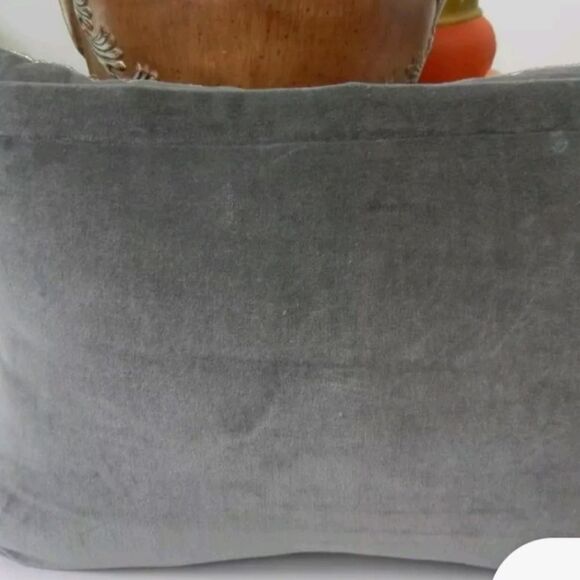 EMBELLISHED SILVER GOLD BEADED DECORATIVE PILLOW - Picture 9 of 10